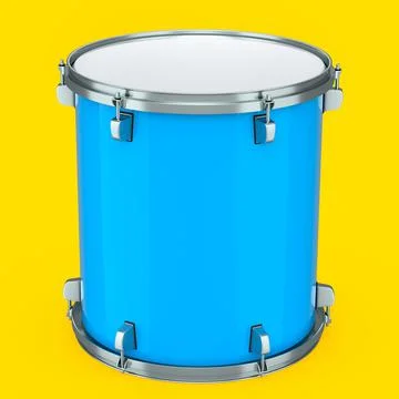 Realistic drum on yellow background. 3d render concept of musical instrument Stock Illustration