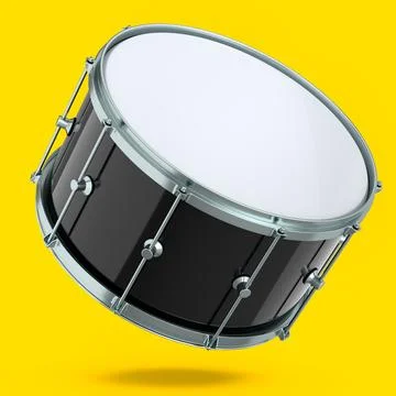 Realistic drum on yellow background. 3d render concept of musical instrument イラスト素材