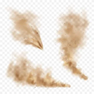 Realistic dust clouds. Road sand storm. Polluted dirty brown air with dirt 스톡 일러스트