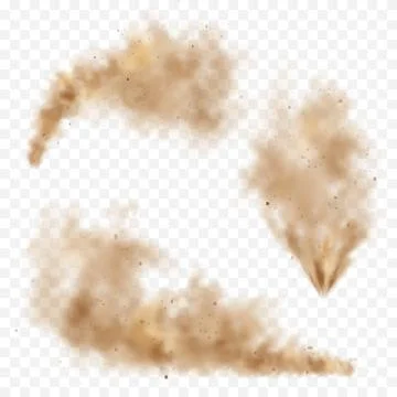 Realistic dust clouds. Road sand storm. Polluted dirty brown air with dirt Stock Illustration