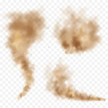 Realistic dust clouds. Road sand storm. Polluted dirty brown air with dirt Illustrazione stock