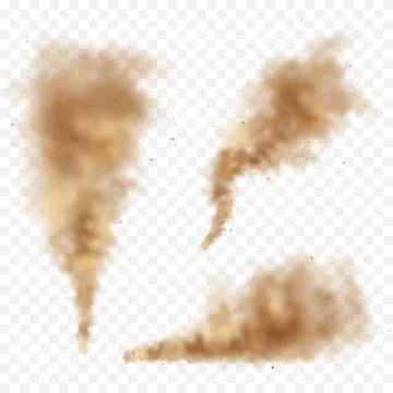 Realistic dust clouds. Road sand storm. Polluted dirty brown air with dirt Illustrazione stock