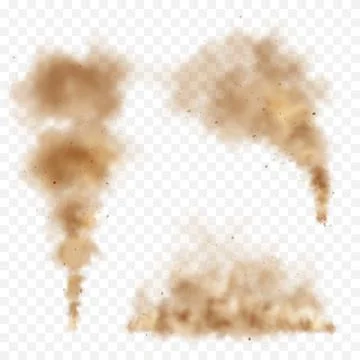 Realistic dust clouds. Road sand storm. Polluted dirty brown air with dirt Illustrazione stock