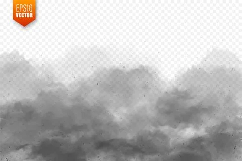 Realistic dust clouds. Sand storm. Polluted dirty air, smog. Vector illustration Illustrazione stock
