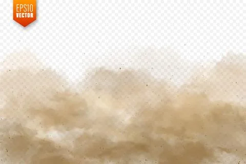 Realistic dust clouds. Sand storm. Polluted dirty brown air, smog. Vector Illustrazione stock