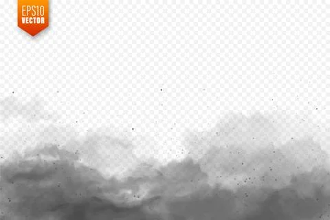 Realistic dust clouds. Sand storm. Polluted dirty air, smog. Vector illustration Illustrazione stock