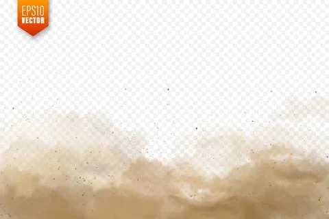 Realistic dust clouds. Sand storm. Polluted dirty brown air, smog. Vector 스톡 일러스트