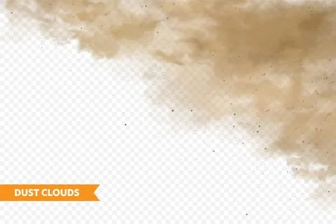 Realistic dust clouds. Sand storm. Polluted dirty brown air, smog. Vector Illustrazione stock