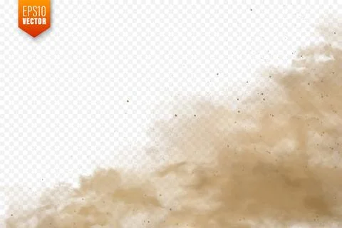 Realistic dust clouds. Sand storm. Polluted dirty brown air, smog. Vector Stock Illustration