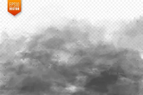 Realistic dust clouds. Sand storm. Polluted dirty air, smog. Vector illustration Illustrazione stock