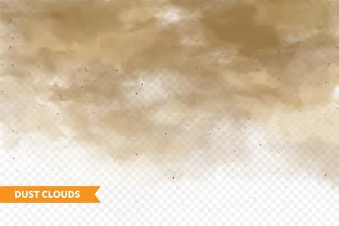 Realistic dust clouds. Sand storm. Polluted dirty brown air, smog. Vector Illustrazione stock
