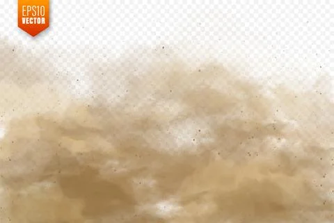 Realistic dust clouds. Sand storm. Polluted dirty brown air, smog. Vector Illustrazione stock