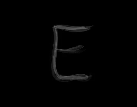 Realistic E alphabet shape of smoke spreading on dark background Stock Illustration