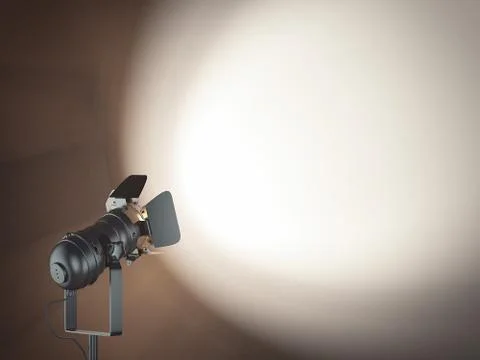 Realistic earchlight gives light on the brown wall, 3d rendering イラスト素材