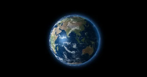 Realistic Earth with atmosphere and clouds rotating and bouncing like basketball Stock Footage 96770063