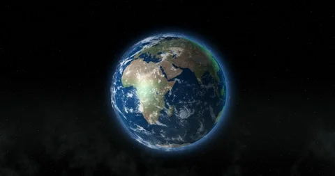 Realistic Earth with atmosphere and clouds rotating and bouncing like basketball Stock Footage 96772676
