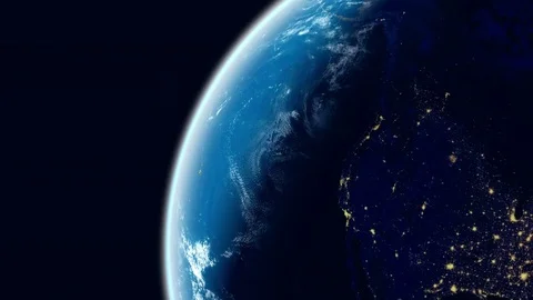 Realistic Earth. Globe with night lights. Northern hemisphere close up. Stock Footage 79765016