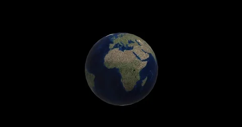 Realistic Earth Globe Rotating On Black Background Space Stock Footage 122084718