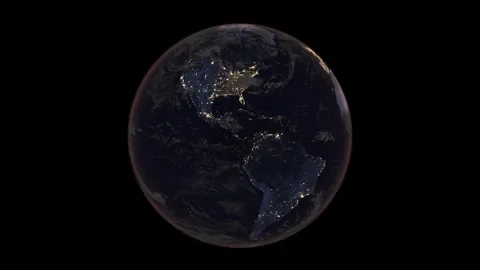 Realistic Earth Night From Space Rotating Seamless Loop Stock Footage 253604199