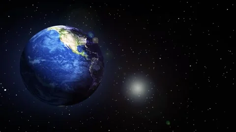 Realistic Earth planet. Spinning globe with day and night transition Stockbeeldmateriaal 297187859