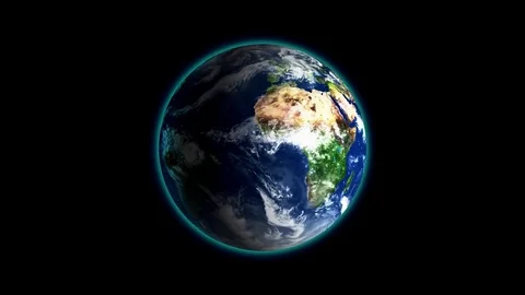 Realistic Earth Rotating on black background Loop . Globe is centered in frame Stockbeeldmateriaal 69233984