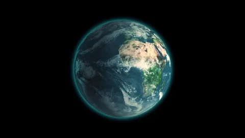 Realistic Earth Rotating on black background Loop . Globe is centered in frame Stock Footage 73378962