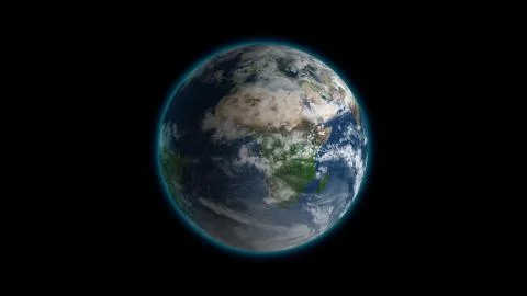 Realistic Earth Rotating on black Loop . Globe is centered in frame, with Stock Photos