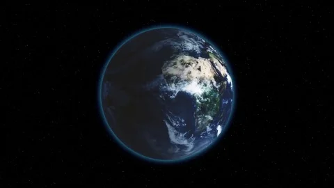 Realistic Earth Rotating on black space background with stars Loop . Globe is Stock Footage 69233433