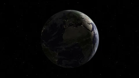 Realistic Earth Rotating Dark Side 2 Stock Footage 80011220