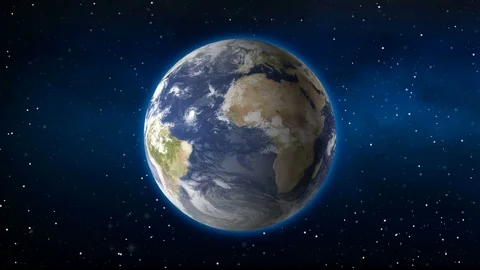 Realistic Earth Rotating on space (Loop). Texture map courtesy of NASA. Stockbeeldmateriaal 76424852