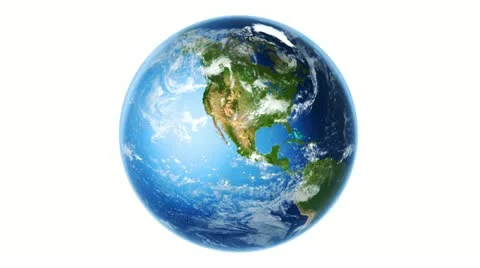 Realistic Earth Rotating on White (Loop) Video stock 12531580