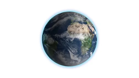 Realistic Earth Rotating on White Loop . Globe is centered in frame, with Stock Footage 69189869