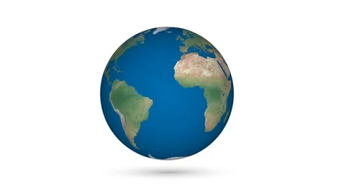 Realistic Earth Rotating on White (Loop). Texture map courtesy of NASA. Stock Footage 78020690