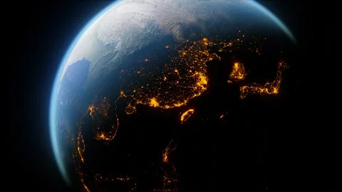 Realistic  Earth from space. Flight over the Earth. Video stock 257934400
