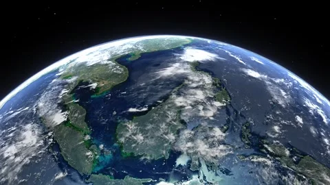 Realistic Earth From Space Flying Over South East Asia Stock Footage 249631040