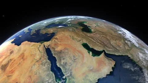 Realistic Earth From Space Flying Over Middle East Видео 249631054