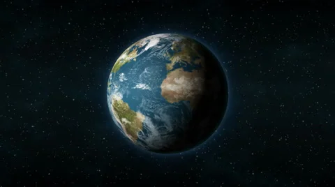 Realistic Earth from space spinning around its axis Stock Footage