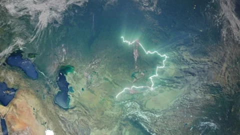 Realistic Earth From Space Zoom In Clouds Kazakhstan Stock Footage 272578559