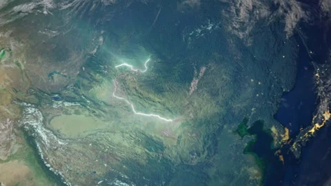 Realistic Earth From Space Zoom In Clouds Mongolia Ulaanbaatar Stock Footage 272587892