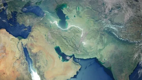 Realistic Earth From Space Zoom In Clouds Iran Stock Footage 272588650