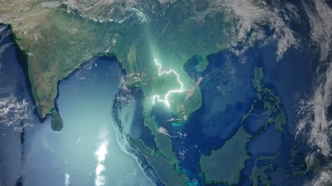 Realistic Earth From Space Zoom In Clouds Thailand Bangkok Stock Footage 272771355
