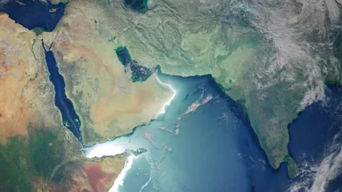 Realistic Earth From Space Zoom In Clouds Oman Muscat Video stock 273573365