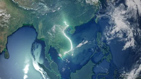 Realistic Earth From Space Zoom In Clouds Vietnam Hanoi Stock Footage 273574952