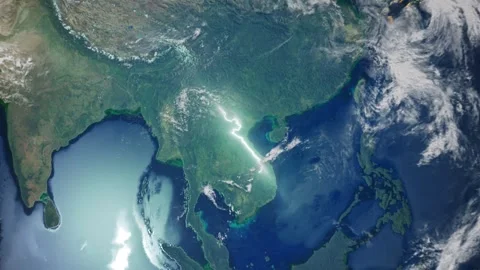 Realistic Earth From Space Zoom In Clouds Laos Stock Footage 273695332