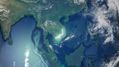 Realistic Earth From Space Zoom In Clouds Cambodia Phnom Penh Stock Footage 273702435