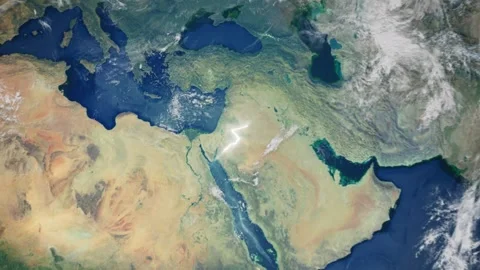 Realistic Earth From Space Zoom In Clouds Jordan Amman Stock Footage 274053026