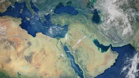 Realistic Earth From Space Zoom In Clouds Israel Jerusalem Stock Footage 274262061