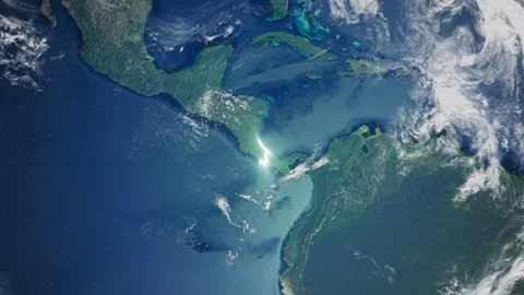 Realistic Earth From Space Zoom In Clouds Costa Rica San Hose Stock Footage 274336702