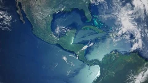 Realistic Earth From Space Zoom In Clouds Belize Stock Footage 274338537