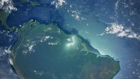 Realistic Earth From Space Zoom In Clouds Suriname Paramaribo Stock Footage 274388007